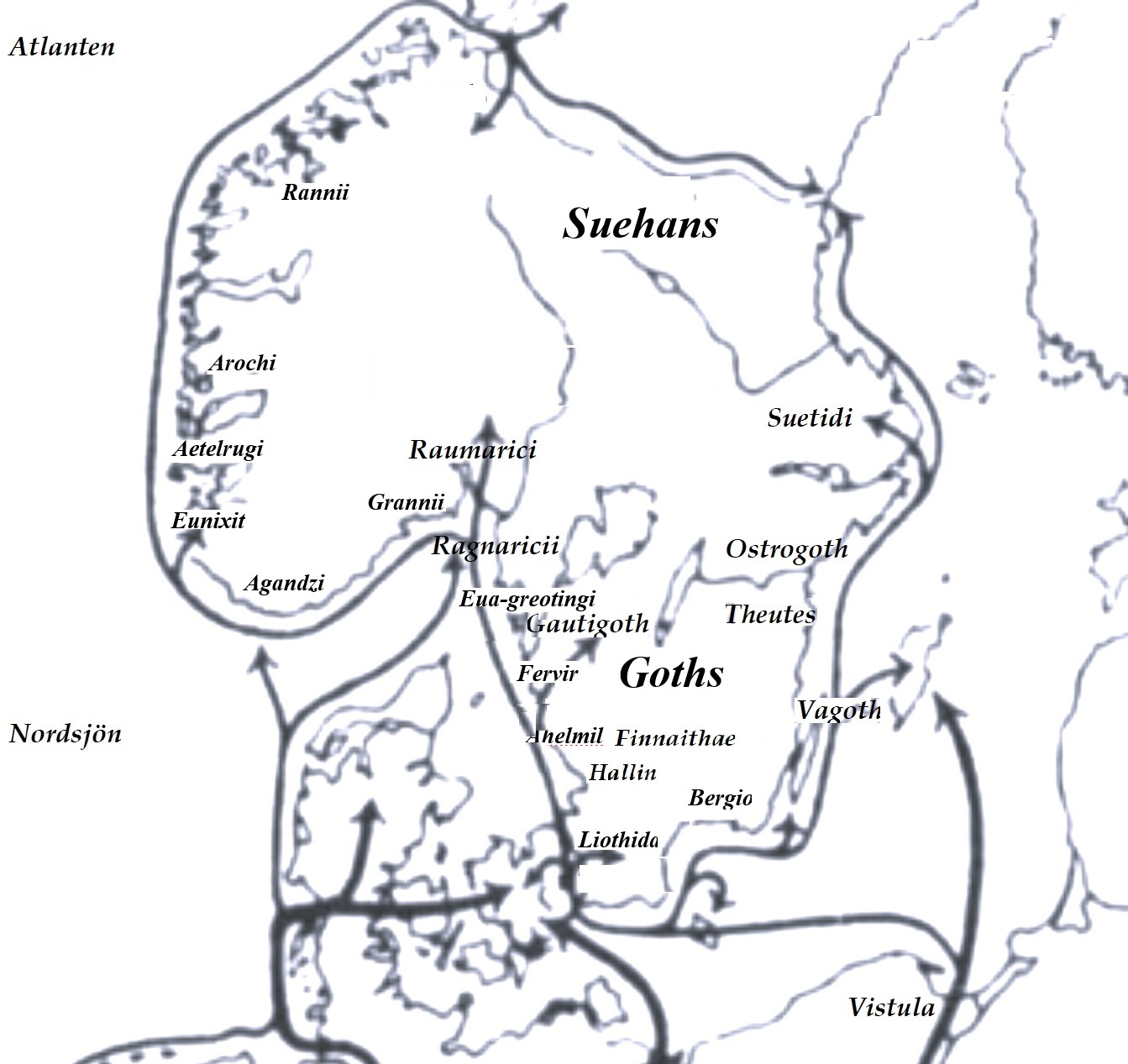 romarnas kända handelsvägar Jordanes folknamn.jpg